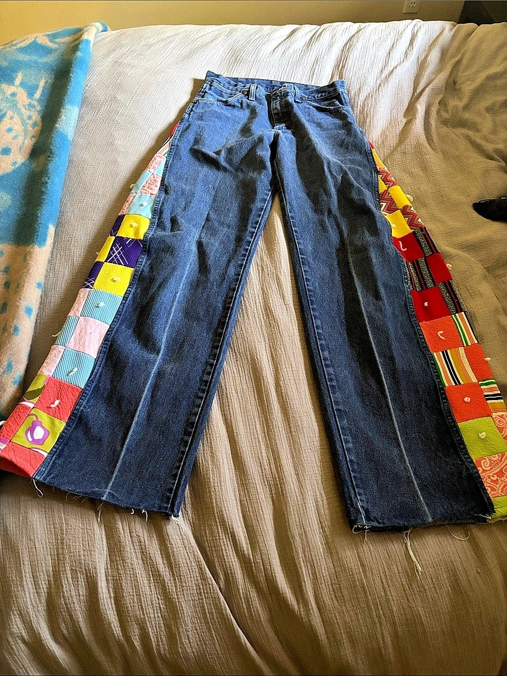 Wrangler Patchwork Wide Leg Jeans Waist 30